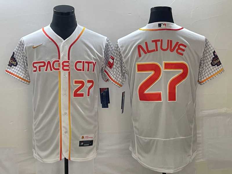 Men%27s Houston Astros #27 Jose Altuve Number White 2023 City Connect Flex Base Stitched Jerseys->houston astros->MLB Jersey